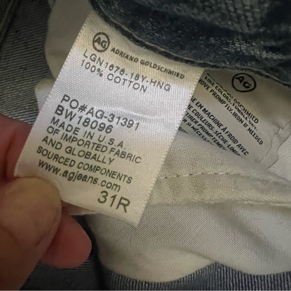 AG Jeans ‘The Phoebe’ High Rise Straight / Crop in 18 Years Harnessed Light Wash - Picture 9 of 10